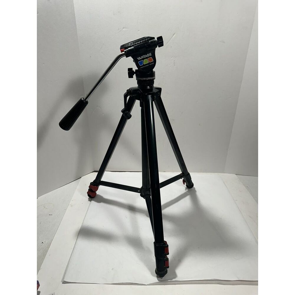 VANTAGE Photo & Video Camera Tripod Vintage Black w Elevator Weight Adjust‎